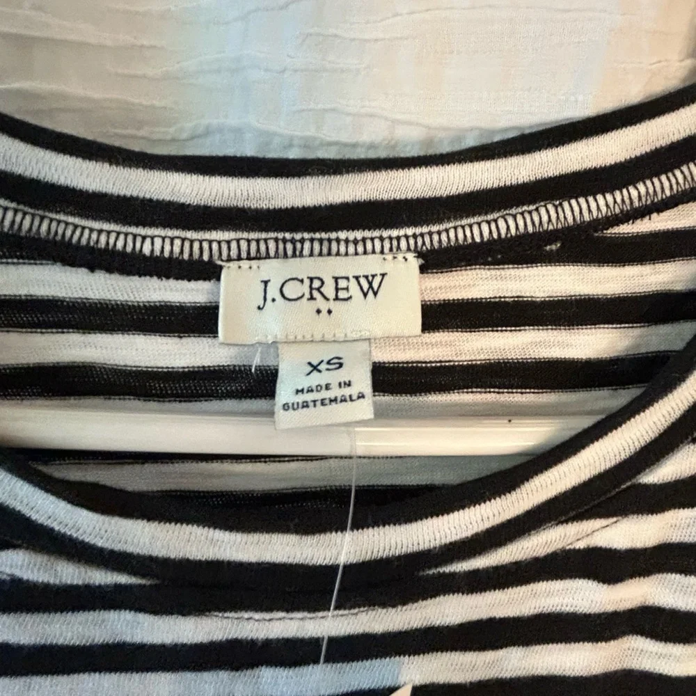 J. Crew NWT Black & White Striped Tie-Waist Midi Dress